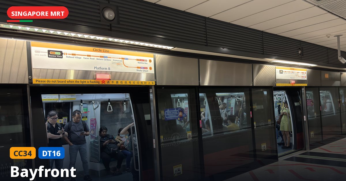 Bayfront MRT station in Singapore — Circle Line, Downtown Line (CC34 / DT16)