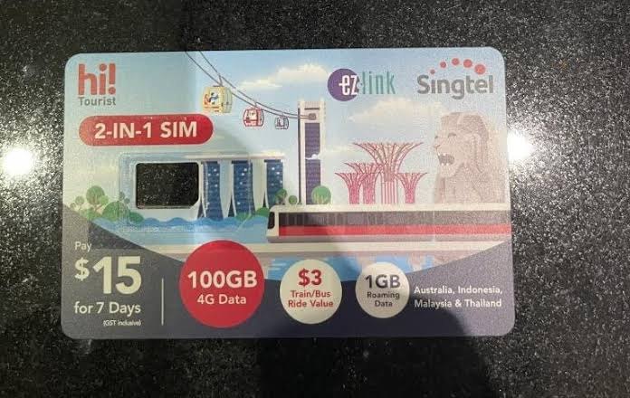 hi!Tourist 2-in-1 SIM card with EZ-Link travel value for the Singapore MRT