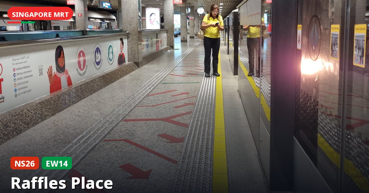 Raffles Place MRT station in Singapore — North South Line, East West Line (NS26 / EW14)