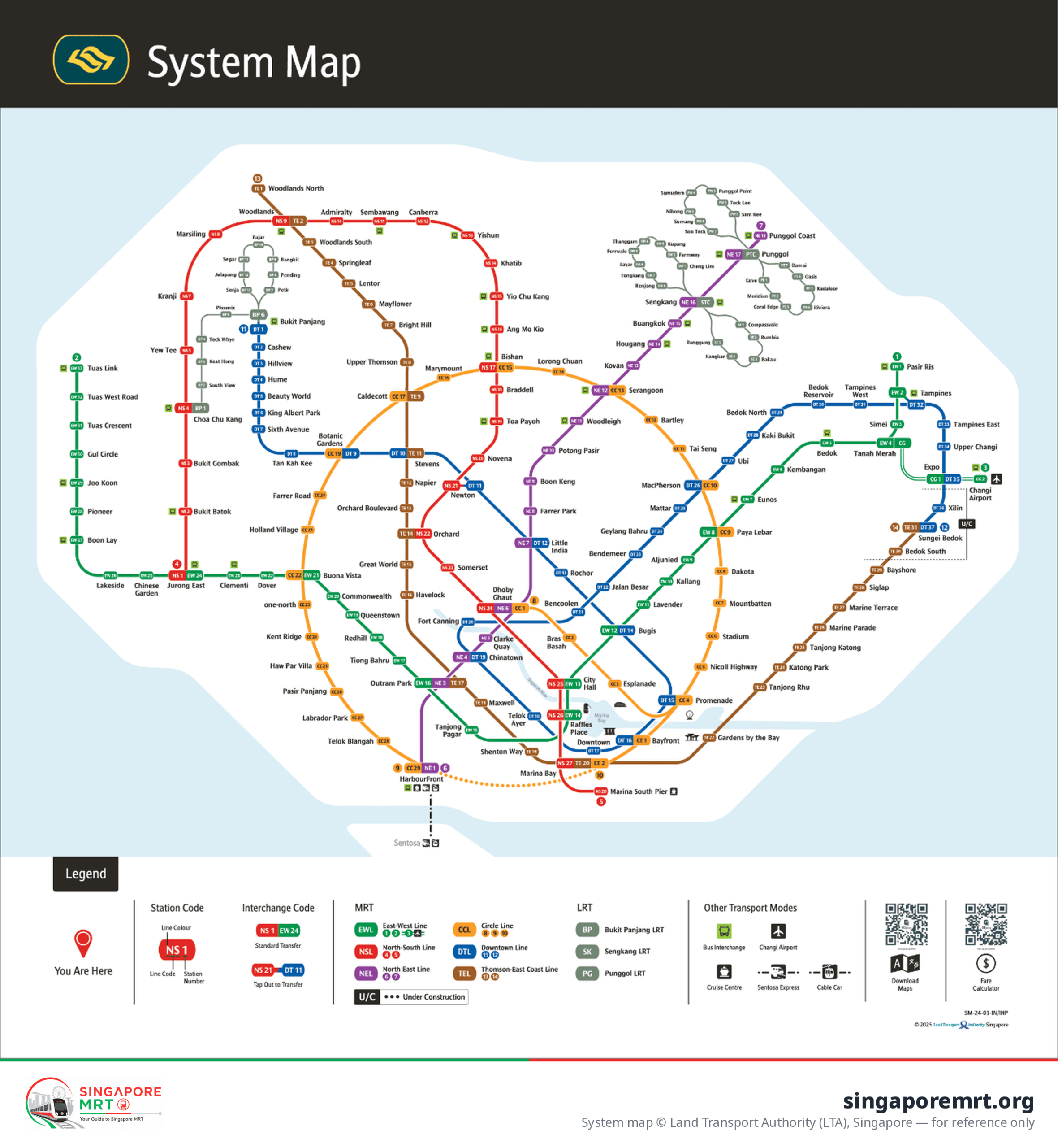 Singapore MRT map 2026 — all MRT and LRT lines, stations and interchanges